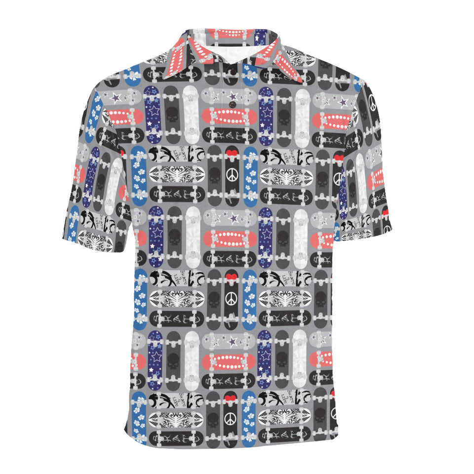 Skate Board Pattern Print Design 04 Men's All Over Print Polo Shirt