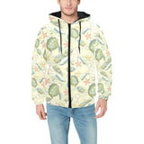 Hand drawn sea turtle fish pattern Men's Padded Hooded Jacket