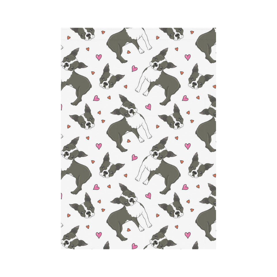 Boston terrier dog hearts vector pattern House Flag Garden Flag