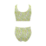 Tennis Pattern Print Design 01 Chest Bowknot High Waisted Bikini Swimsuit