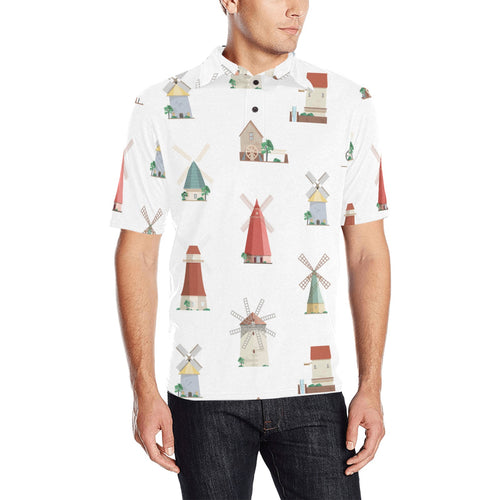 windmill design pattern Men's All Over Print Polo Shirt