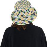 Pineapples pattern striped background Unisex Bucket Hat