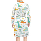 Cute funny kids dinosaurs pattern Men's Long Sleeve Belted Night Robe
