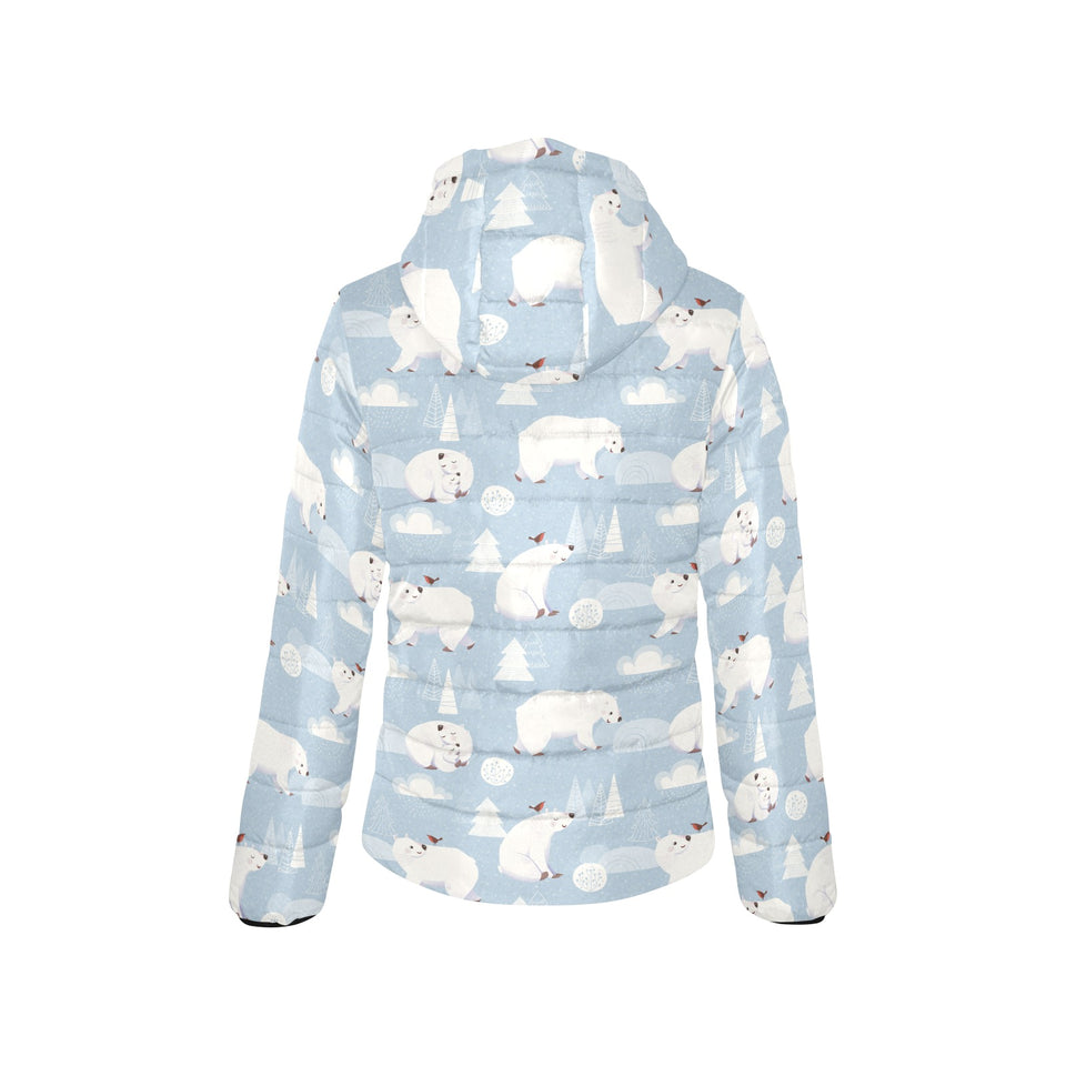 Cute polar bears Christmas decoration pattern Women's Padded Hooded Jacket