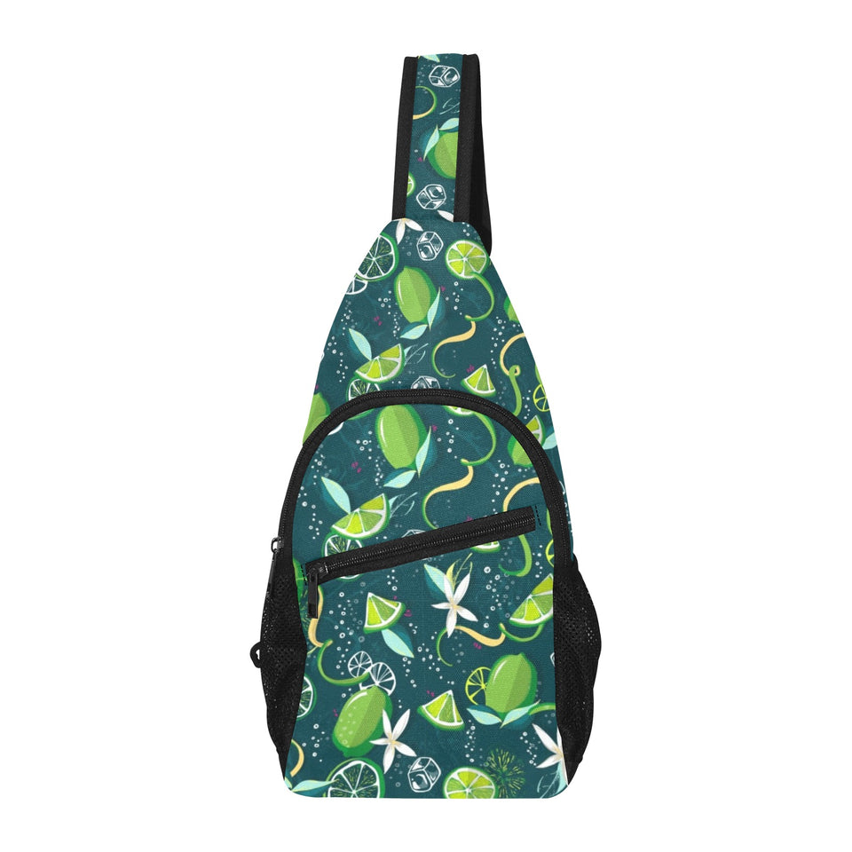 Lime ice flower pattern All Over Print Chest Bag