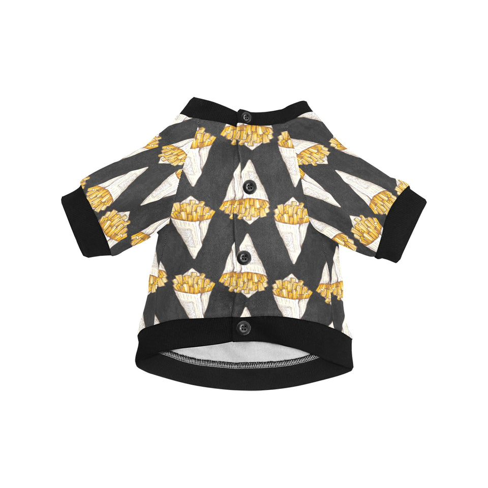 French fries dark background All Over Print Pet Dog Round Neck Fuzzy Shirt
