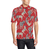 Zebra abstract red background Men's All Over Print Polo Shirt
