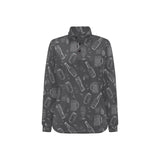 Beer hand drawn pattern Women's Long Sleeve Polo Shirt