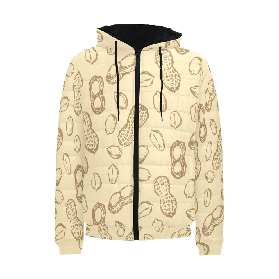 hand drawn peanuts pattern Men's Padded Hooded Jacket