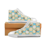 Bee honeycomb pattern Women's High Top Canvas Shoes White