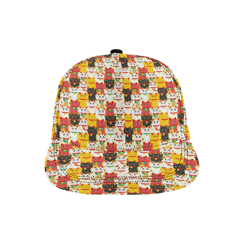 Colorful Maneki neko cat pattern All Over Print Snapback Cap