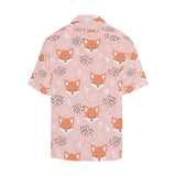 Cute fox pattern pink background Men's All Over Print Hawaiian Shirt