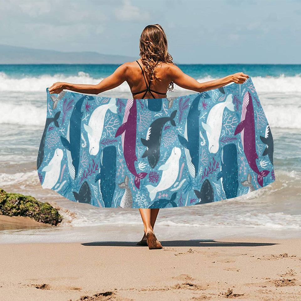 Whale design pattern Beach Towel
