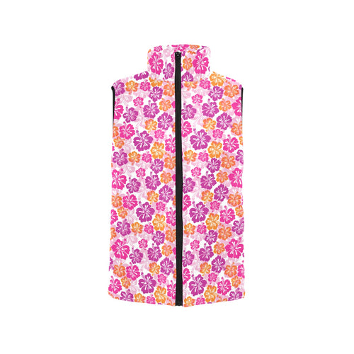 Hibiscus Pattern Print Design 01 Women's Padded Vest
