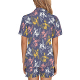 Koi Fish Carp Fish pattern Women's V-Neck Short Pajama Set