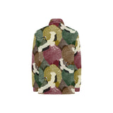 Japanese cranes flying forest dot pattern Women's Long Sleeve Polo Shirt