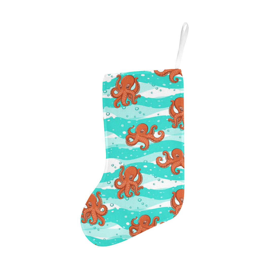 Octopuses sea wave background Christmas Stocking
