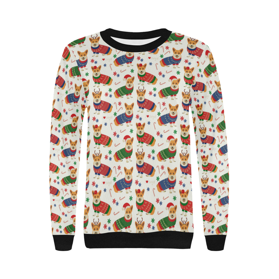 Corgi Christmas Pattern Women's Crew Neck Sweatshirt