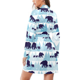 polar bear winter snow pattern Women's Long Sleeve Belted Night Robe
