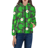 French fries white paper box pattern Women's Padded Hooded Jacket