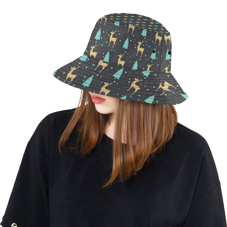 Deers star tree pattern Unisex Bucket Hat