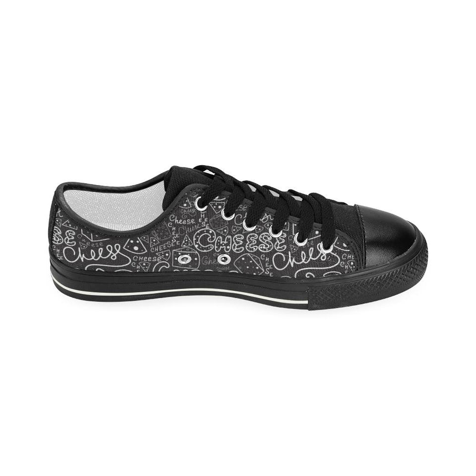 Handwritten cheese pattern Kids' Boys' Girls' Low Top Canvas Shoes Black