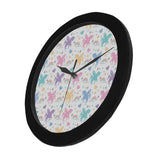 colorful unicorn rainbow heart pattern Elegant Black Wall Clock