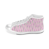 Lavender pattern pink background Men's High Top Canvas Shoes White