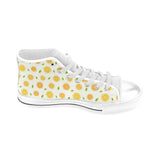 oranges leaves pattern Men's High Top Canvas Shoes White