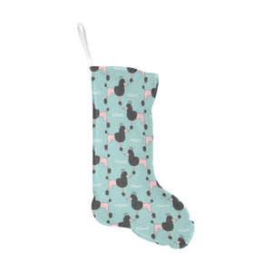 poodle dog green background Christmas Stocking