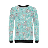 Cute koalas blue background pattern Women's Crew Neck Sweatshirt