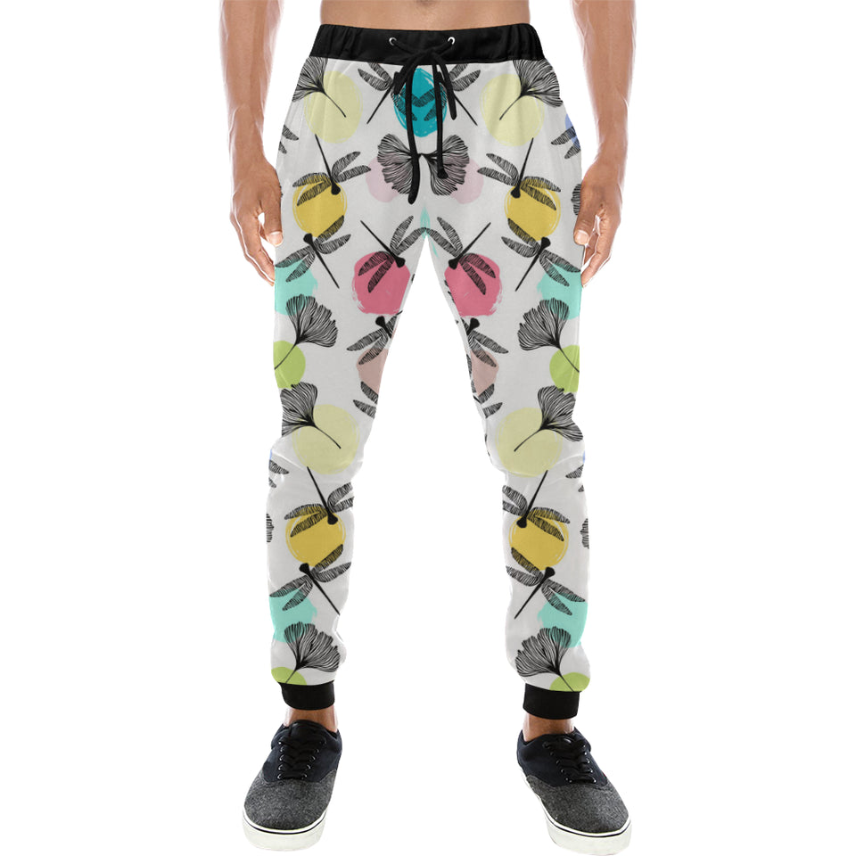 Dragonflies ginkgo leaves pattern Unisex Casual Sweatpants