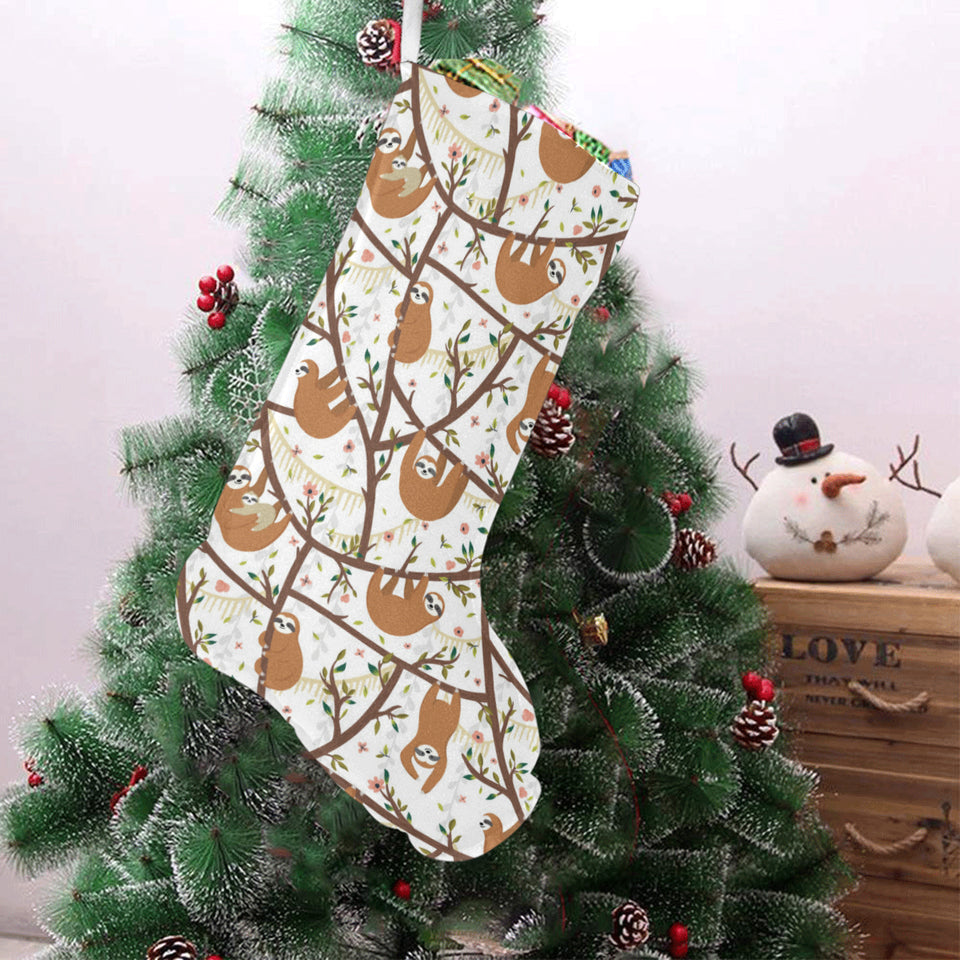 Sloths hanging on the tree pattern Christmas Stocking