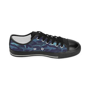 Shark pattern Kids' Boys' Girls' Low Top Canvas Shoes Black