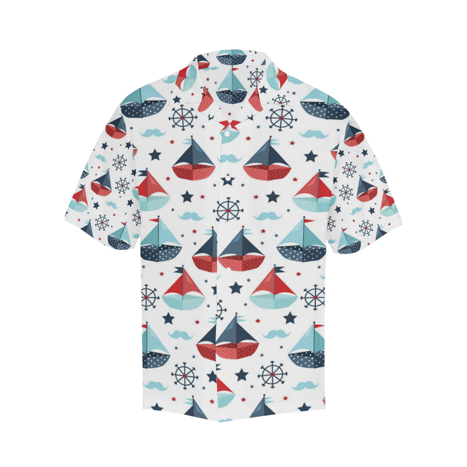Cute color paper sailboat pattern Men's All Over Print Hawaiian Shirt