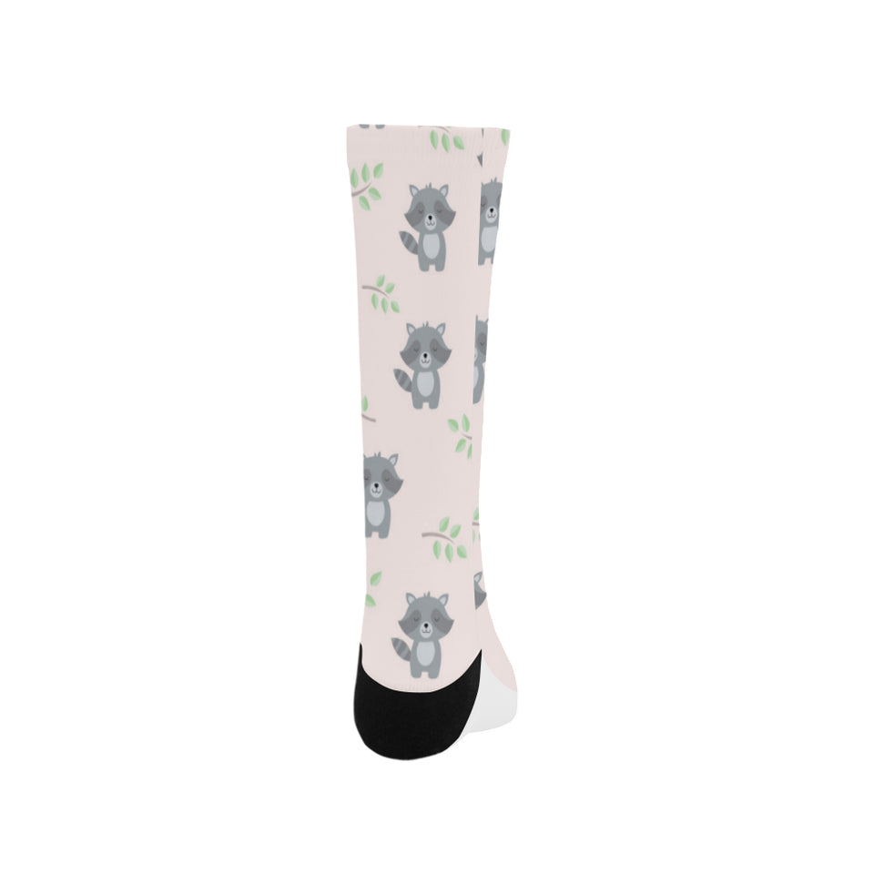 cute raccoons leaves pattern Crew Socks