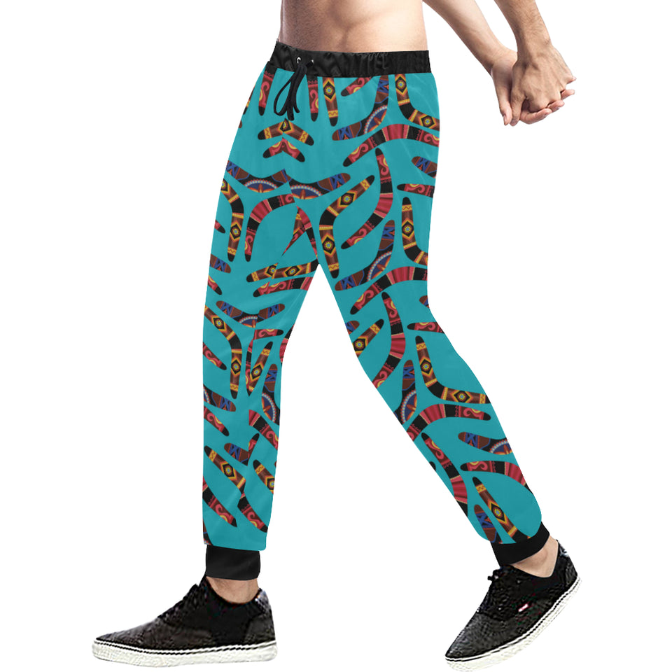 Boomerang Australian aboriginal ornament blue back Unisex Casual Sweatpants
