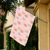 Cute fox pattern pink background House Flag Garden Flag