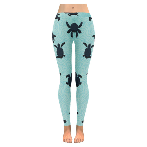 Sea turtle with blue ocean backgroud Women's Legging Fulfilled In US