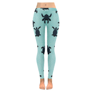Sea turtle with blue ocean backgroud Women's Legging Fulfilled In US