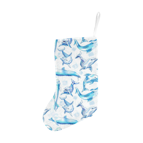 Watercolor dolphin pattern Christmas Stocking