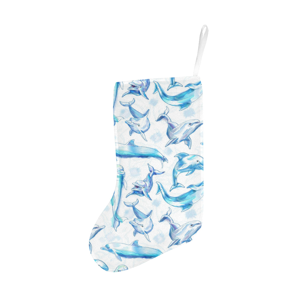 Watercolor dolphin pattern Christmas Stocking