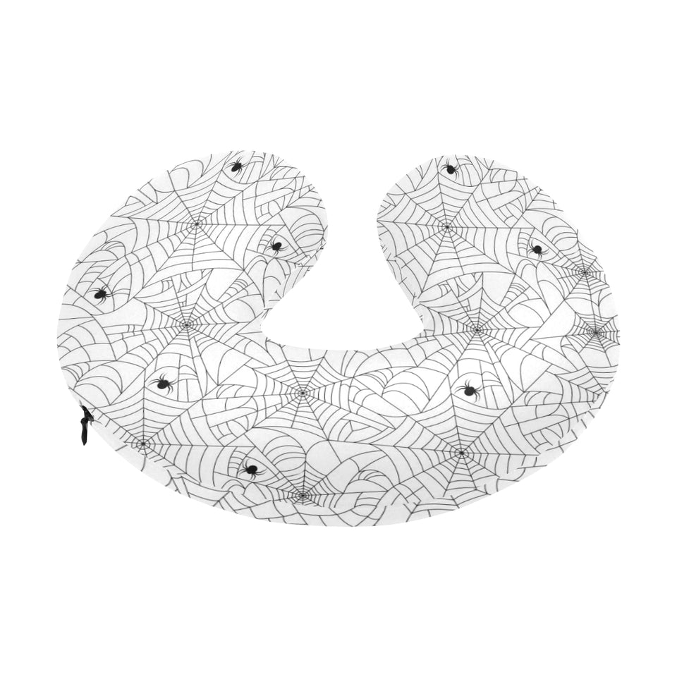 Spider web cobweb pattern white background U-Shaped Travel Neck Pillow