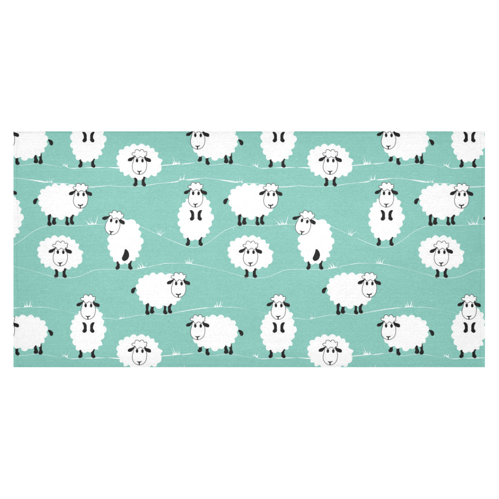 Cute sheep green background Tablecloth