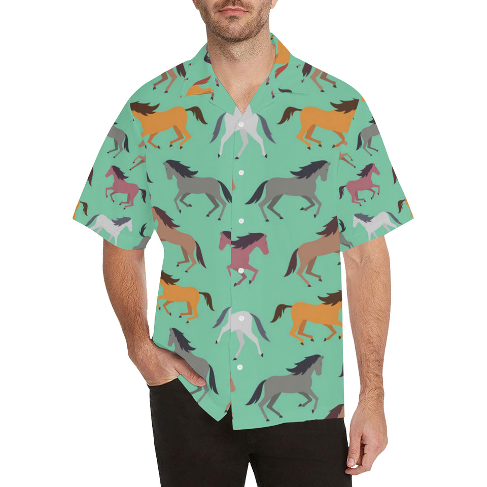 Colorful horses pattern Men's All Over Print Hawaiian Shirt