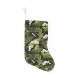 White orchid flower tropical leaves pattern blackg Christmas Stocking
