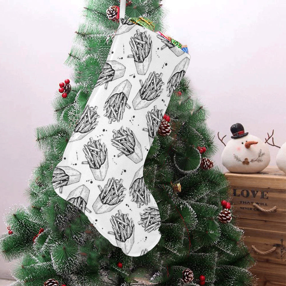 Hand drawn french fries pattern Christmas Stocking