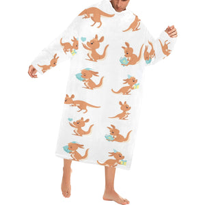 Cute Kangaroo pattern Blanket Robe with Sleeves