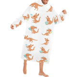 Cute Kangaroo pattern Blanket Robe with Sleeves