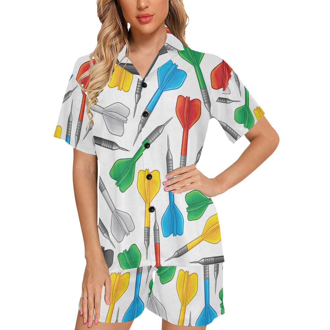 Darts Pattern Print Design 03 Women's V-Neck Short Pajama Set